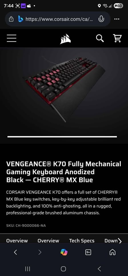 Corsair Vengeance K70 Gaming Keyboard - Cherry MX Blue - photo 5