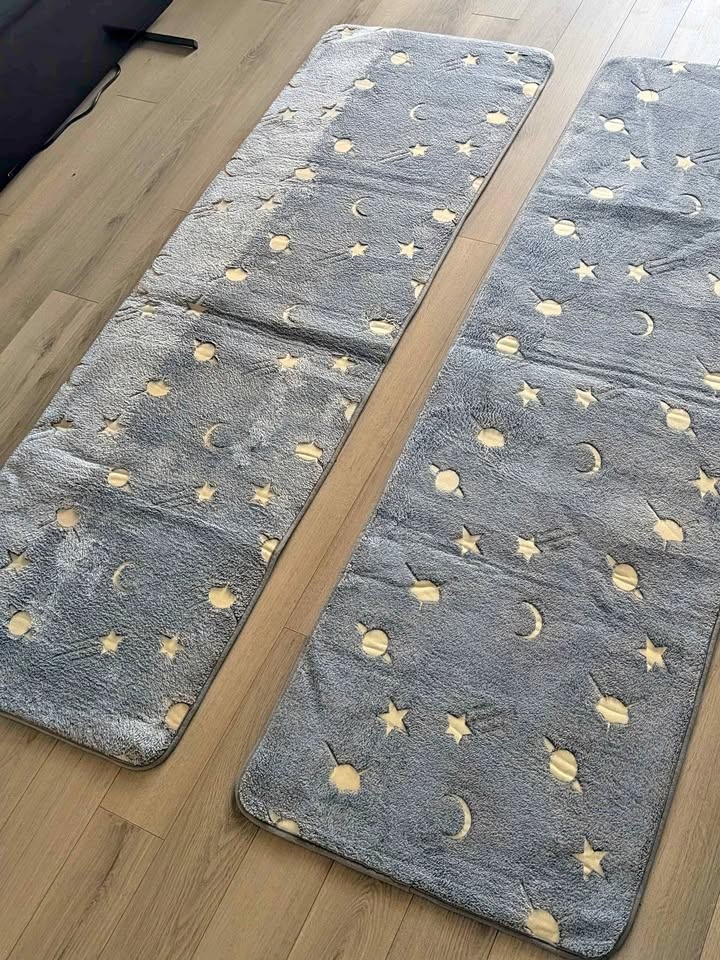 2 Grey Glow in Dark Rugs + 1 Pink Circle Rug (Brand New)