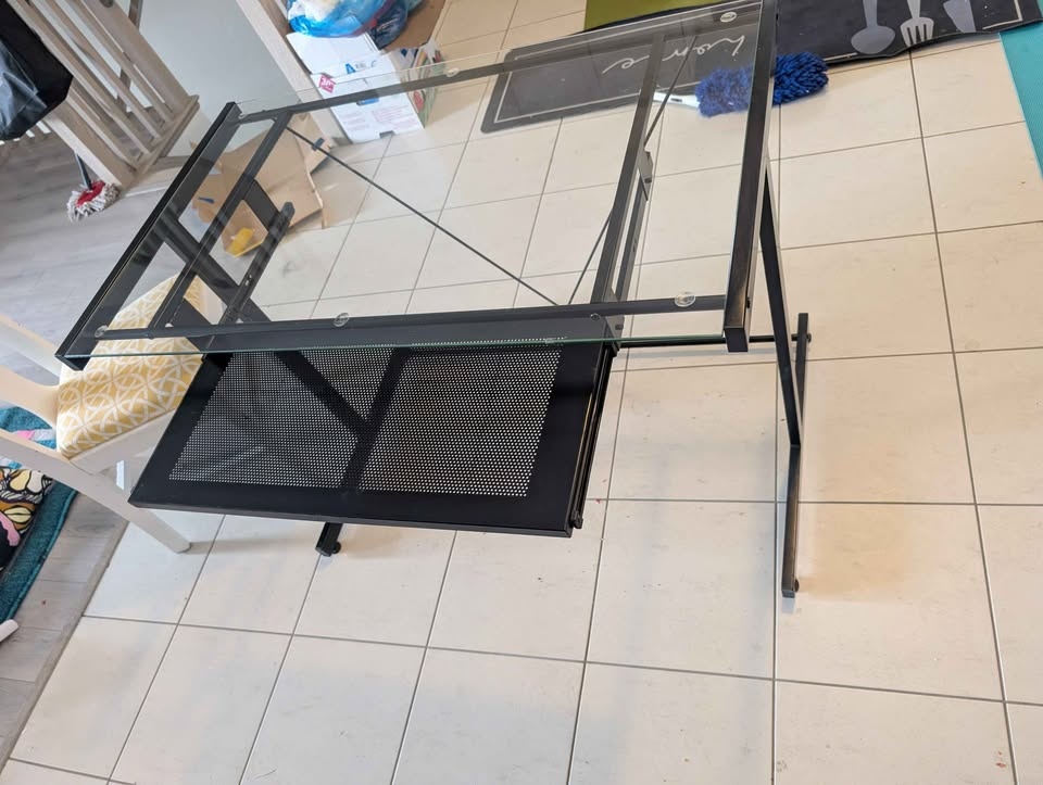 Glass Top Desk w/ Pull Out Shelf moving out sale - photo 2