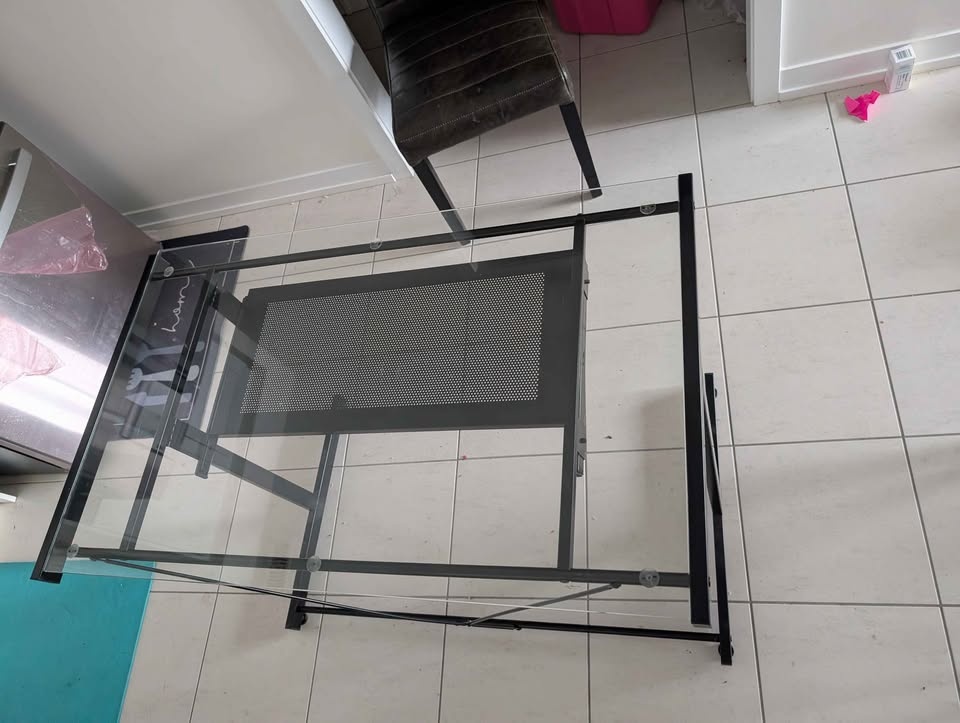 Glass Top Desk w/ Pull Out Shelf moving out sale - photo 3