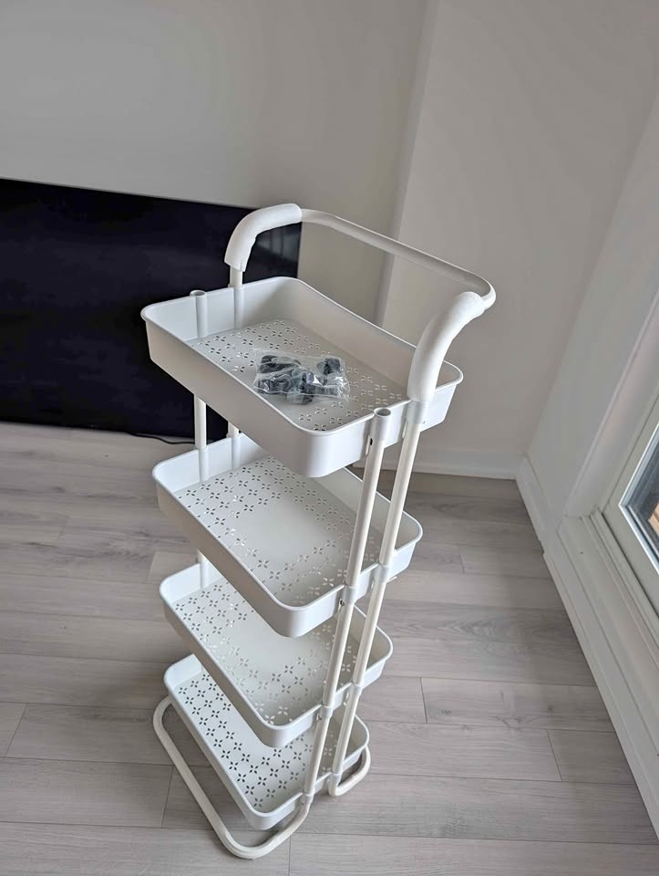 White 4-Tier Rolling Storage Cart