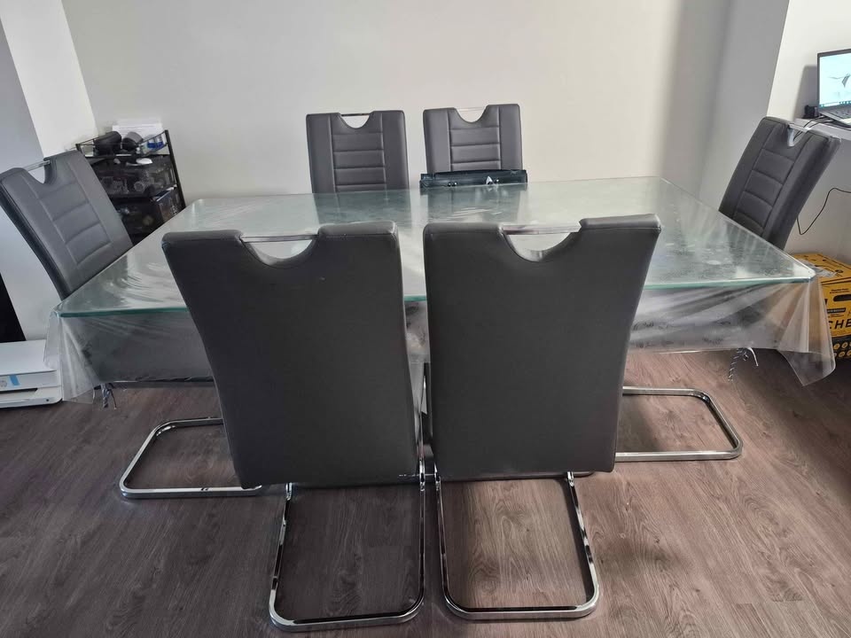 Grey Faux Leather Cantilever Dining Chairs (Set of 6) - photo 3