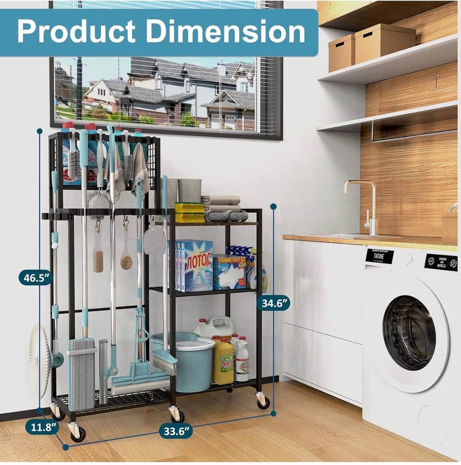 (New) Broom Holder with Cleaning Supplies Organizer - photo 2