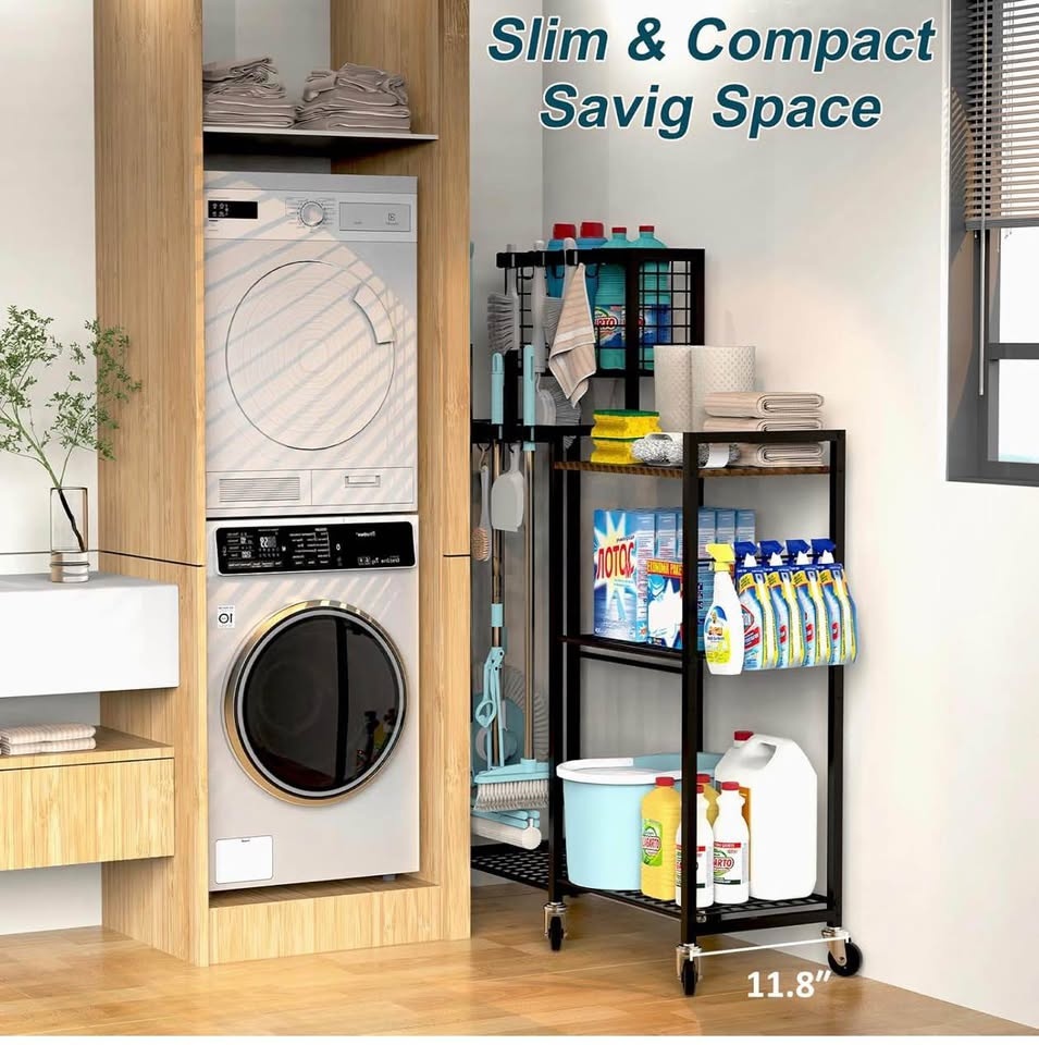 (New) Broom Holder with Cleaning Supplies Organizer - photo 4