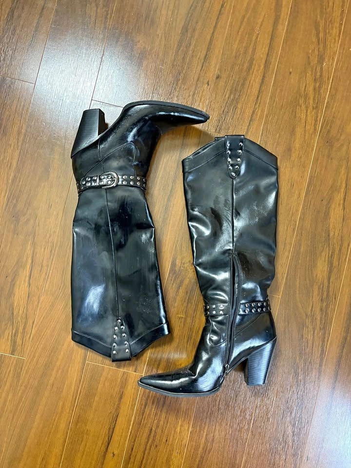 Patent Leather Knee High Cowboy Boot (Mens 11/Womens 13)