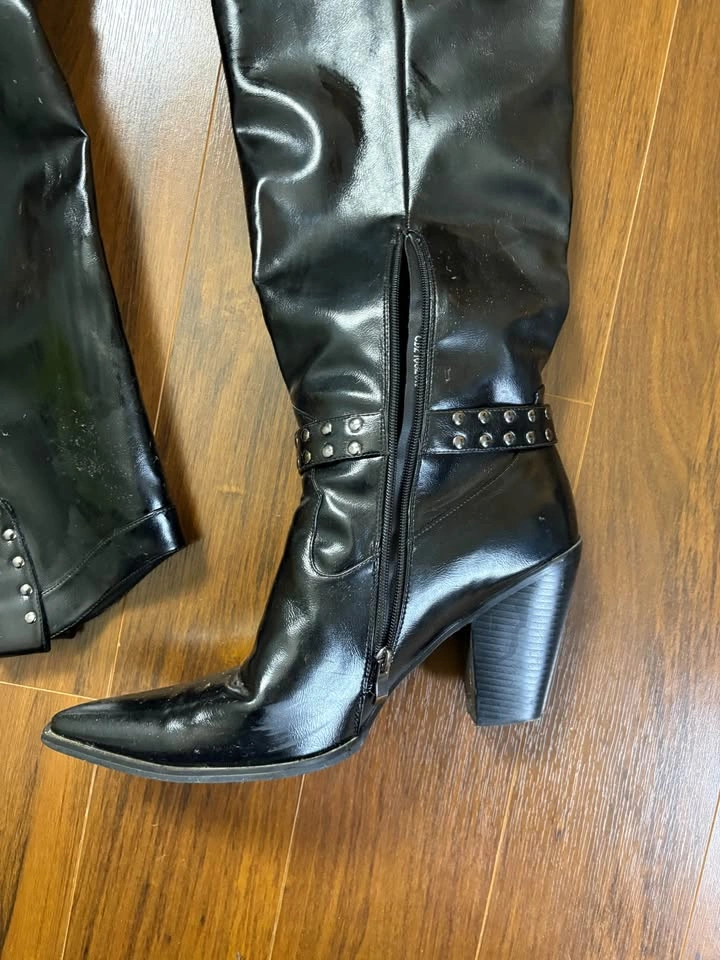 Patent Leather Knee High Cowboy Boot (Mens 11/Womens 13) - photo 2