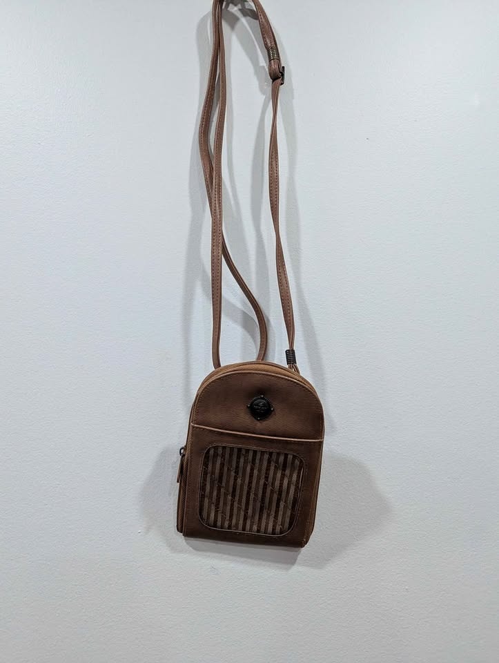 4 West 33 Suede Brown Small Crossbody Bag