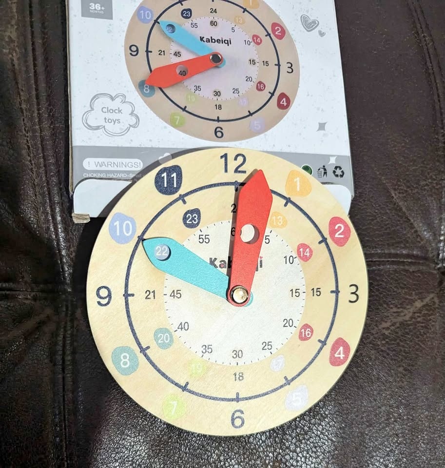 Wooden Time Telling Learning Clock for Kids