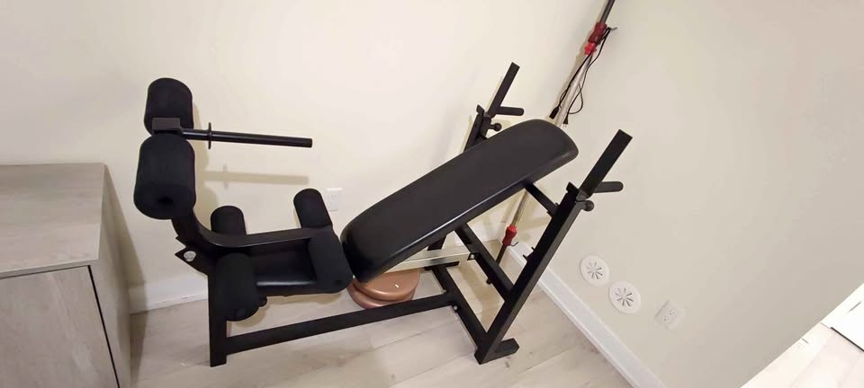 Workout Bench with Bar and Weights