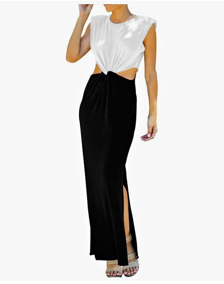 New beautiful waist cutout maxi dress with slits