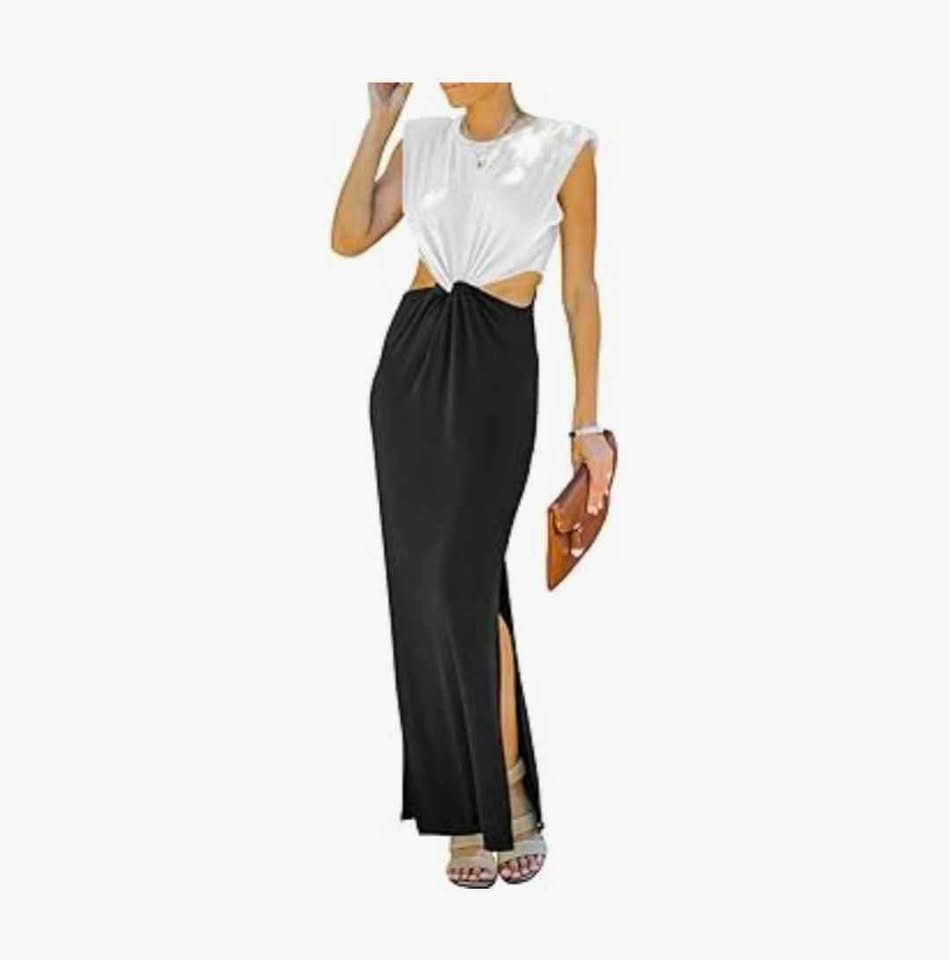 New beautiful waist cutout maxi dress with slits - photo 2