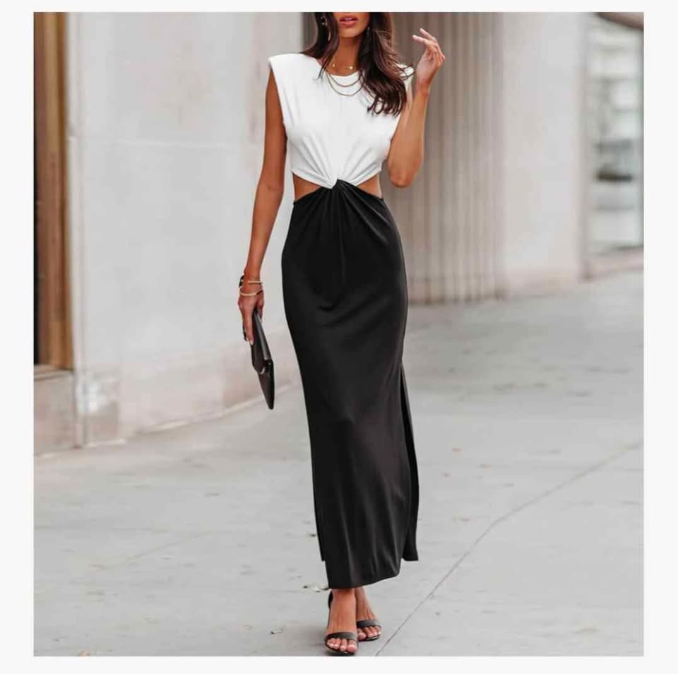 New beautiful waist cutout maxi dress with slits - photo 3