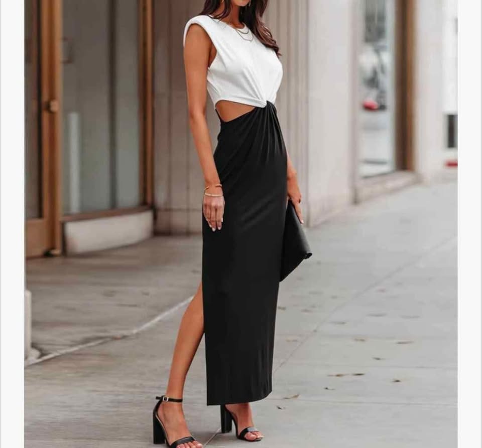New beautiful waist cutout maxi dress with slits - photo 4