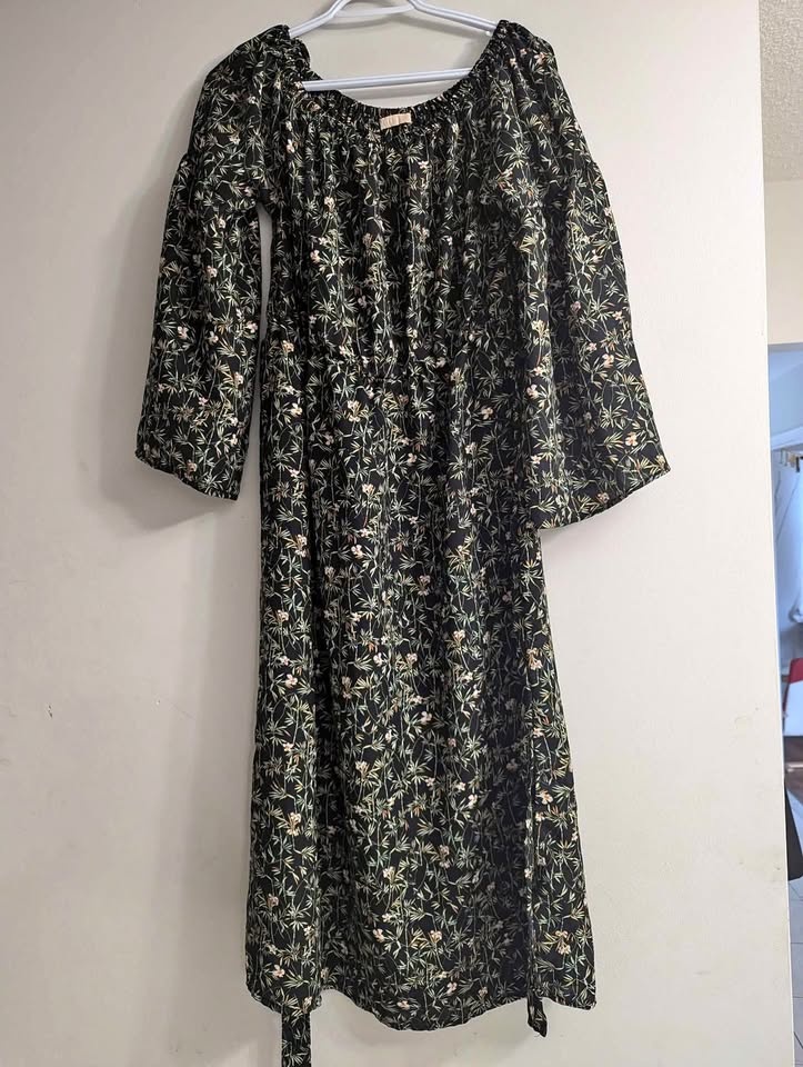 Beautiful floral off shoulder dress with belt for women
