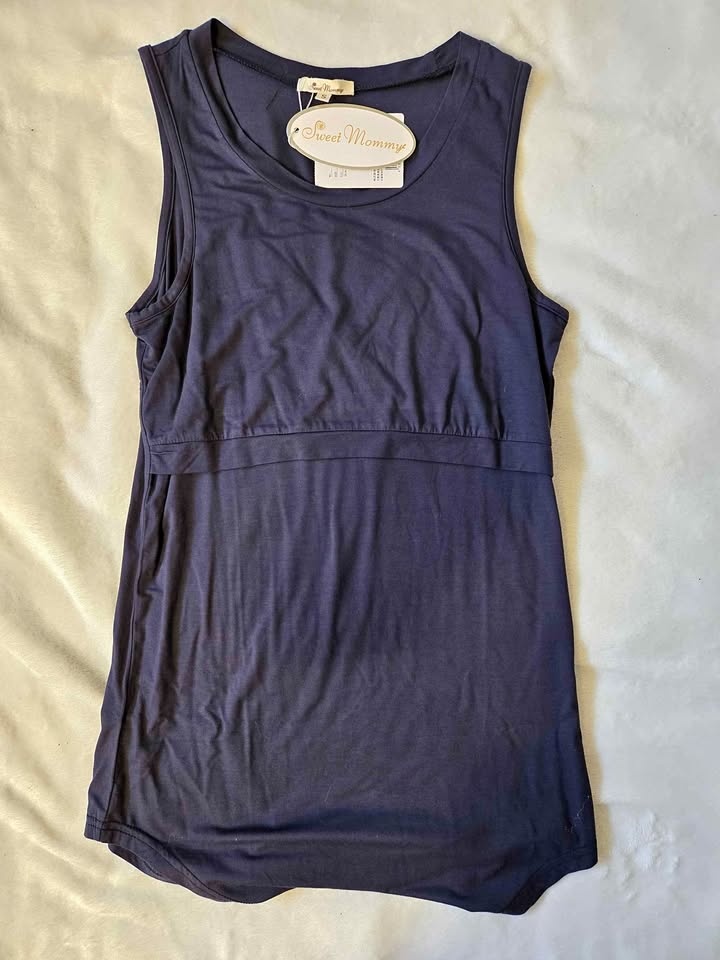 Sweet Mommy Navy Maternity Nursing Tank Top Small New with Tags