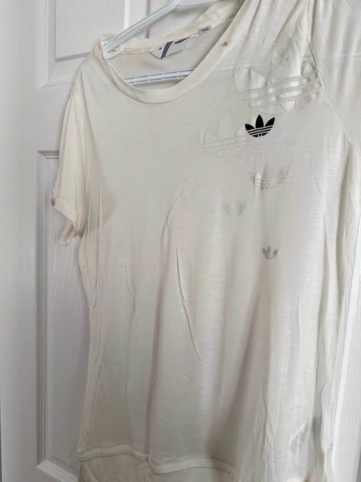 Adidas White Trefoil Logo T-Shirt Large