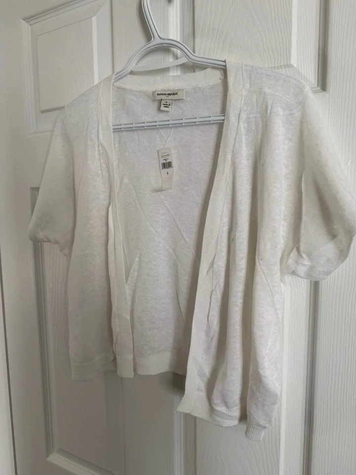 Banana Republic White Short Sleeve Cardigan NWT Small - photo 2