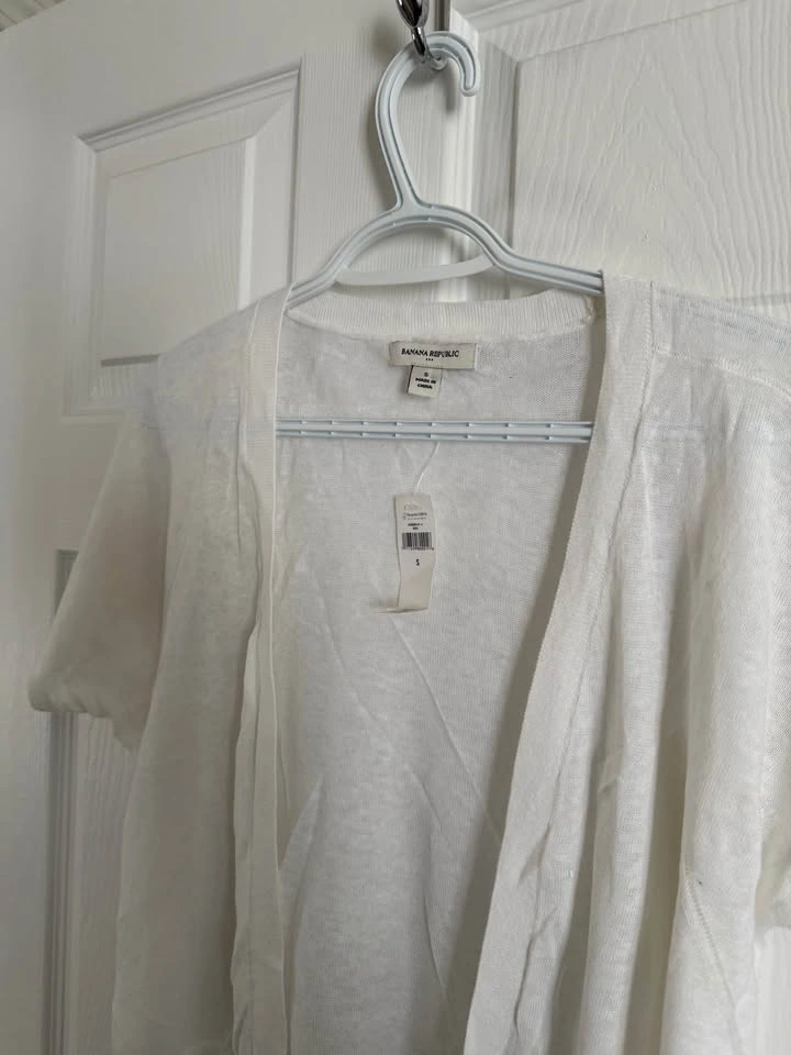 Banana Republic White Short Sleeve Cardigan NWT Small - photo 3