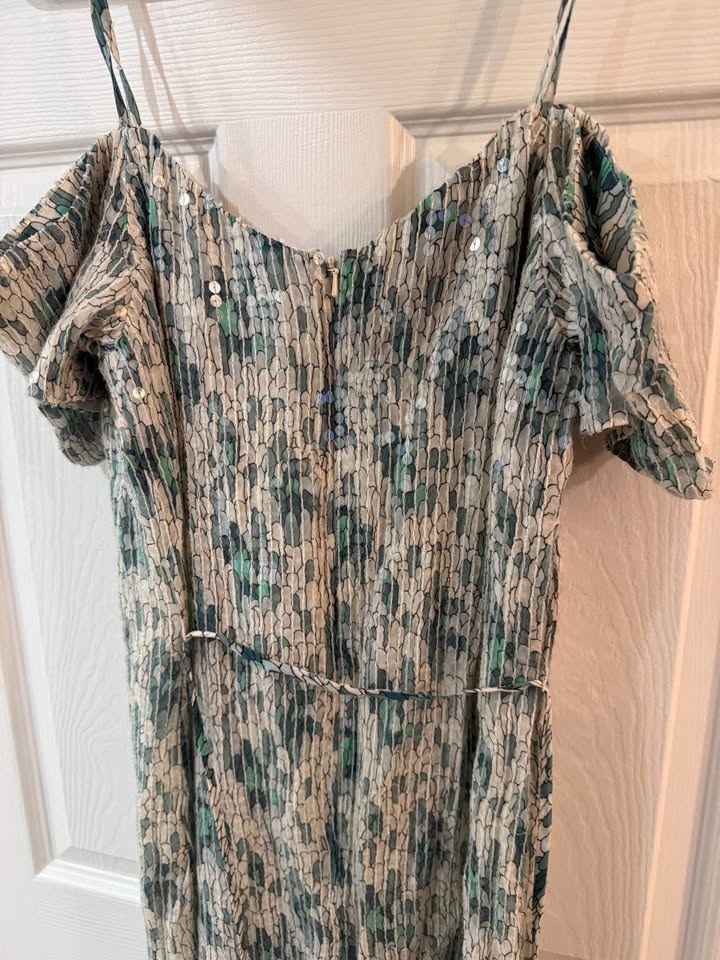 French Connection Green White Sequin Dress Size 4 - photo 5
