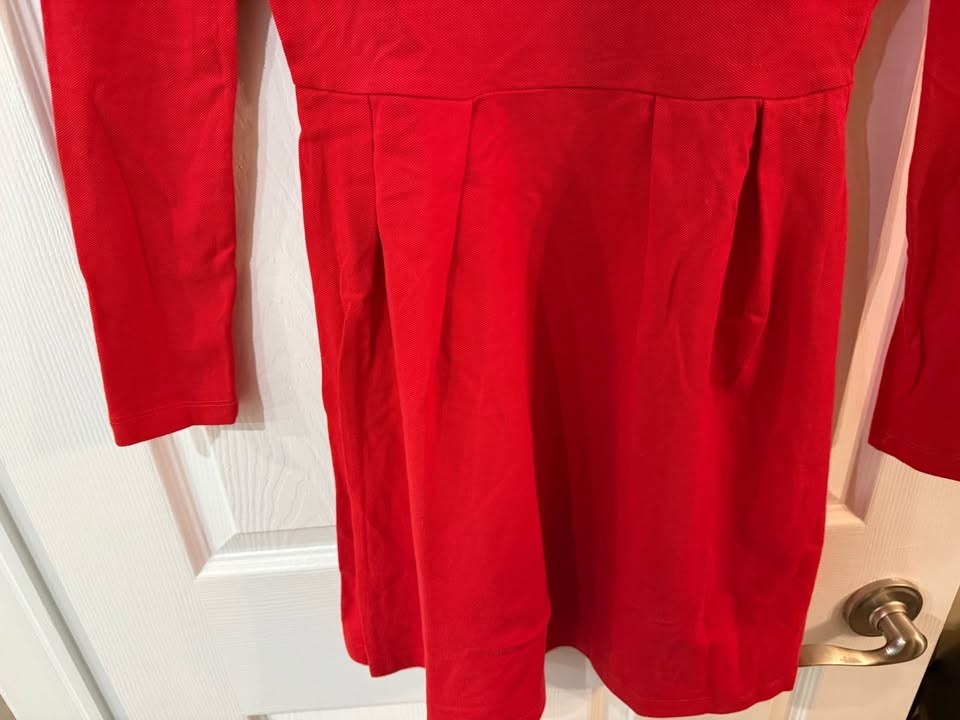Lacoste Live red long sleeve pleated dress M - photo 4