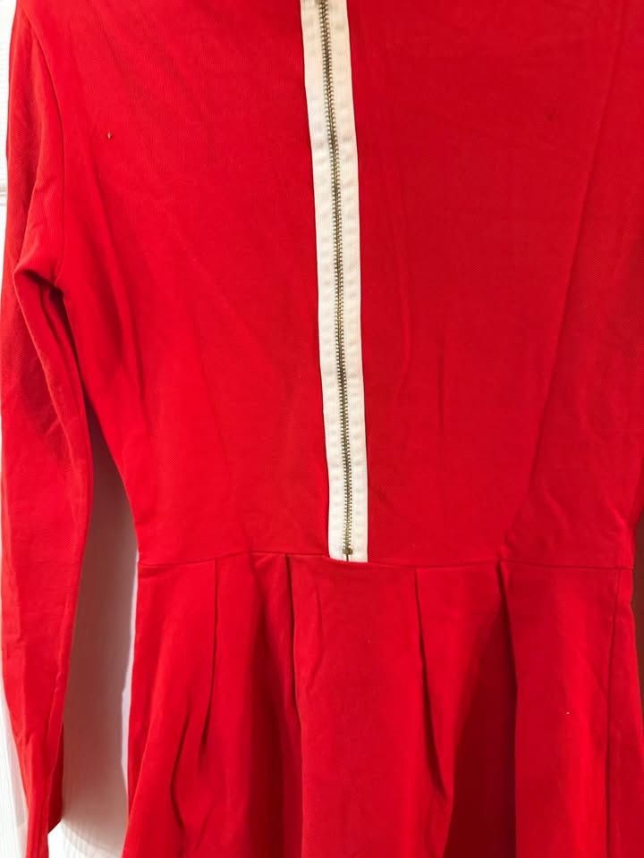 Lacoste Live red long sleeve pleated dress M - photo 5