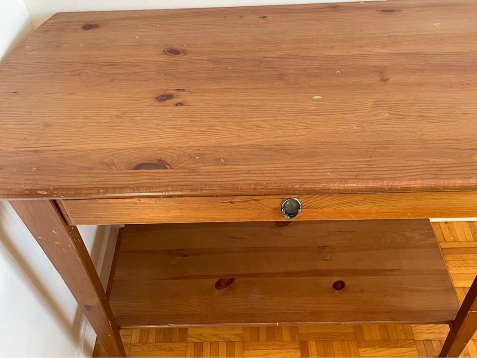 Discontinued IKEA LEKSVIK Solid Pine Desk / Console Table - photo 4