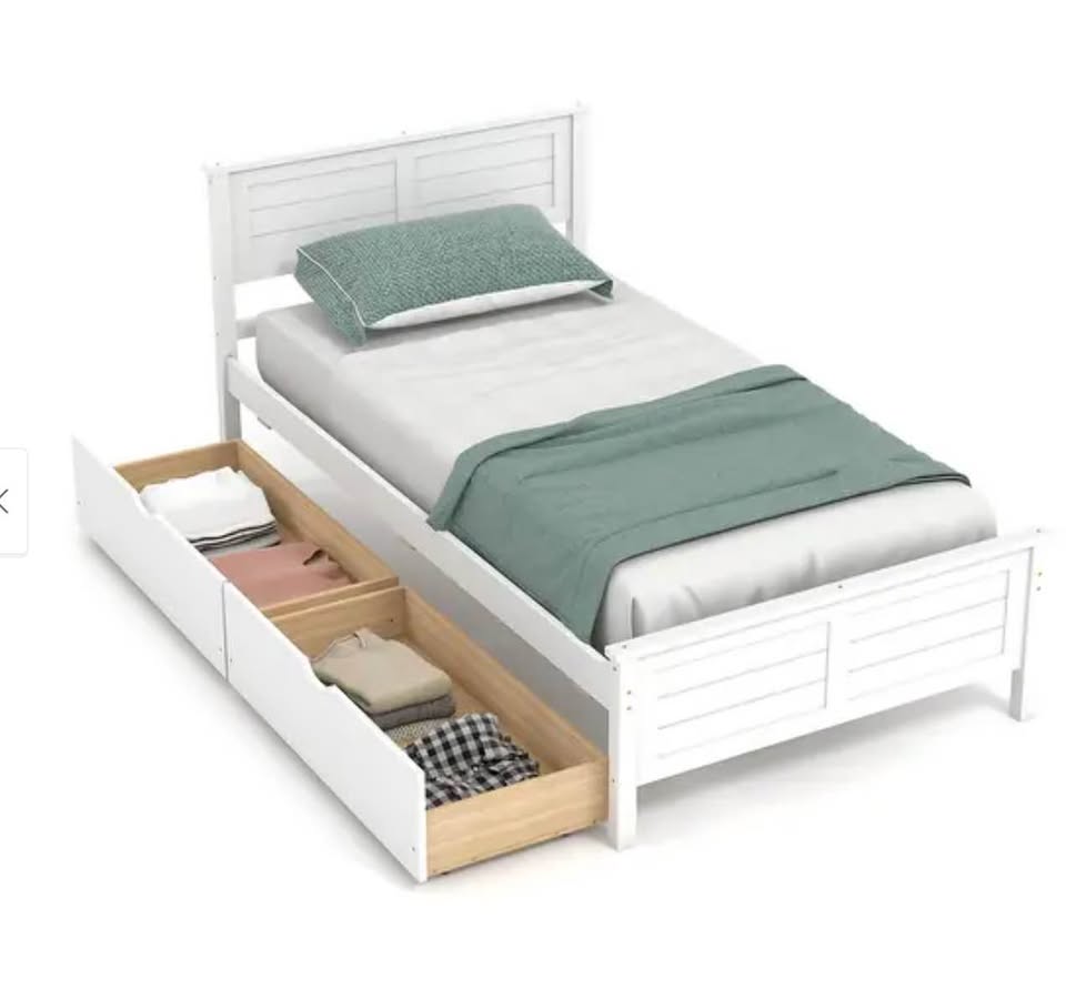 Solid Wood Twin Bed Frame + Memory Foam Mattress - photo 2