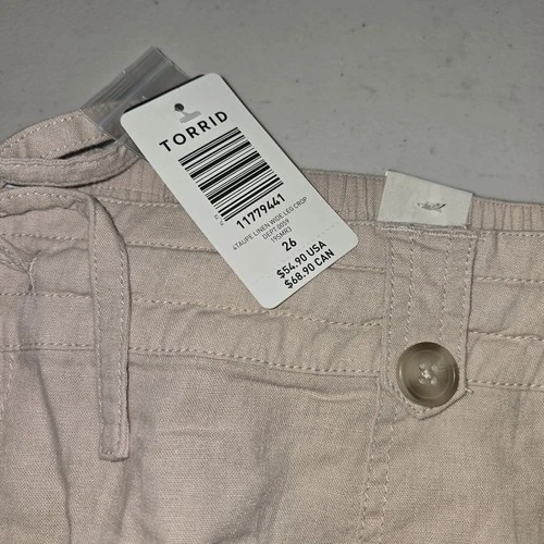 Torrid Pants 26 Taupe Linen Wide Leg Crop Capri Plus Size - photo 2