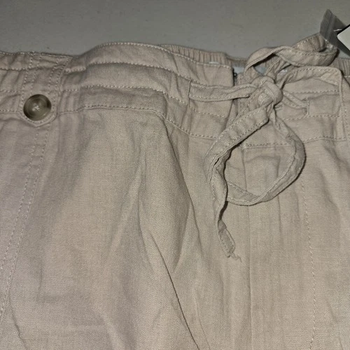 Torrid Pants 26 Taupe Linen Wide Leg Crop Capri Plus Size - photo 3
