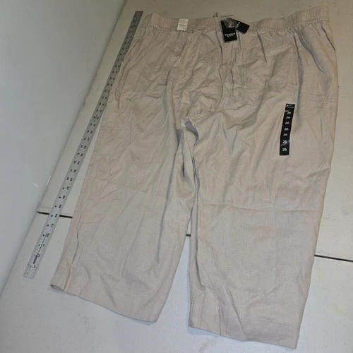 Torrid Pants 26 Taupe Linen Wide Leg Crop Capri Plus Size - photo 4