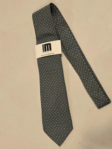 Michelsons UK Silk Tie Geometric Green Blue Grey NWT