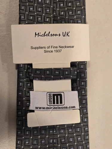 Michelsons UK Silk Tie Geometric Green Blue Grey NWT - photo 3