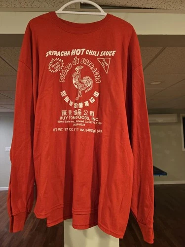 Sriracha Hot Chili Sauce 3X XXXL Red Long Sleeve Shirt