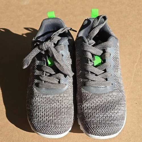 Gray and Green Knit Sneakers