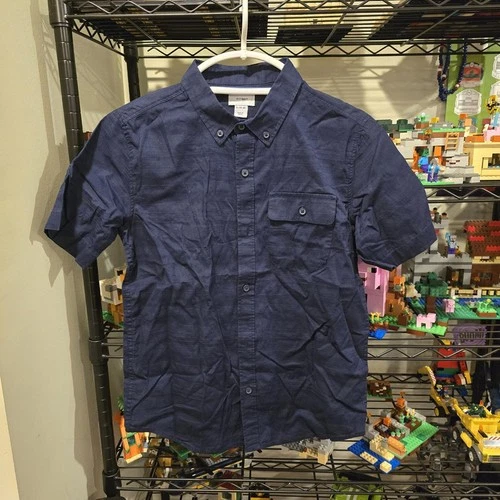 Boy's Old Navy Blue Short Sleeve Button Up Shirt XL