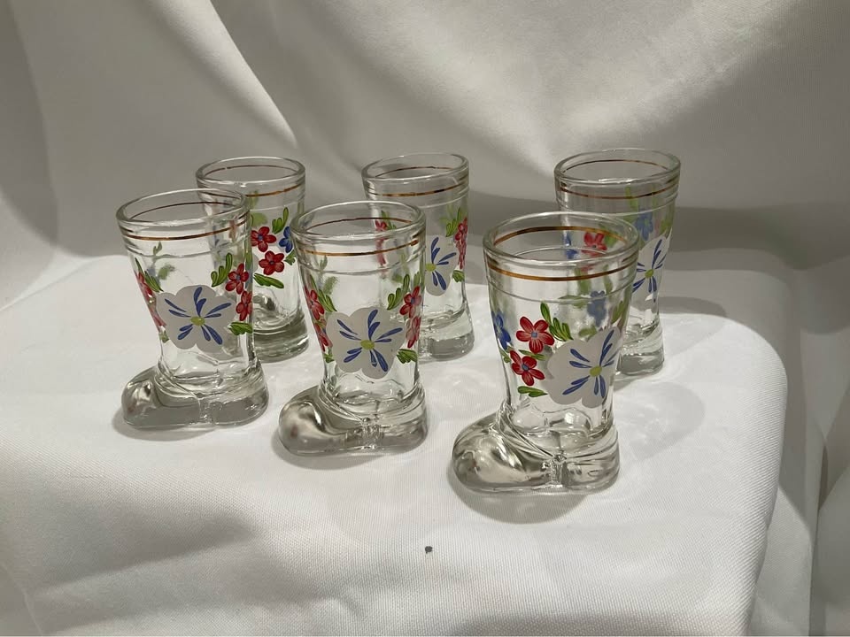 Vintage Italian Liqueur Glasses - Set of 6 Floral Motif - photo 3