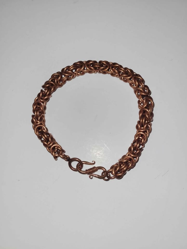 Handmade copper byzantine chainmail bracelet - photo 2