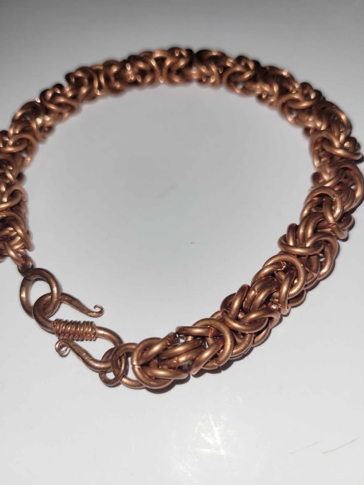 Handmade copper byzantine chainmail bracelet - photo 3