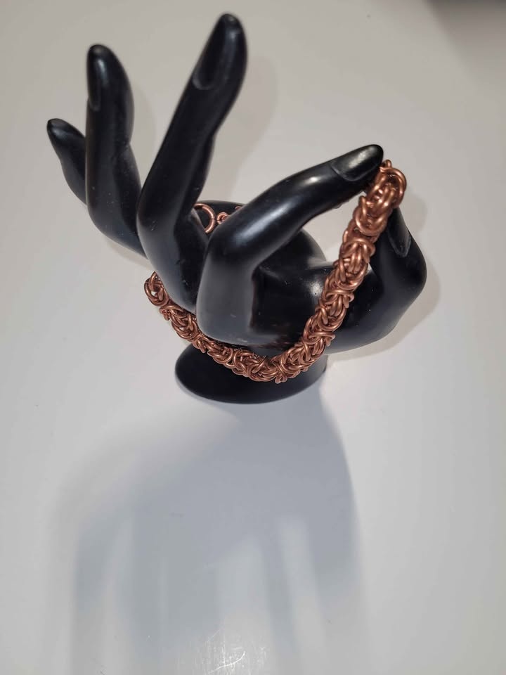 Handmade copper byzantine chainmail bracelet - photo 4
