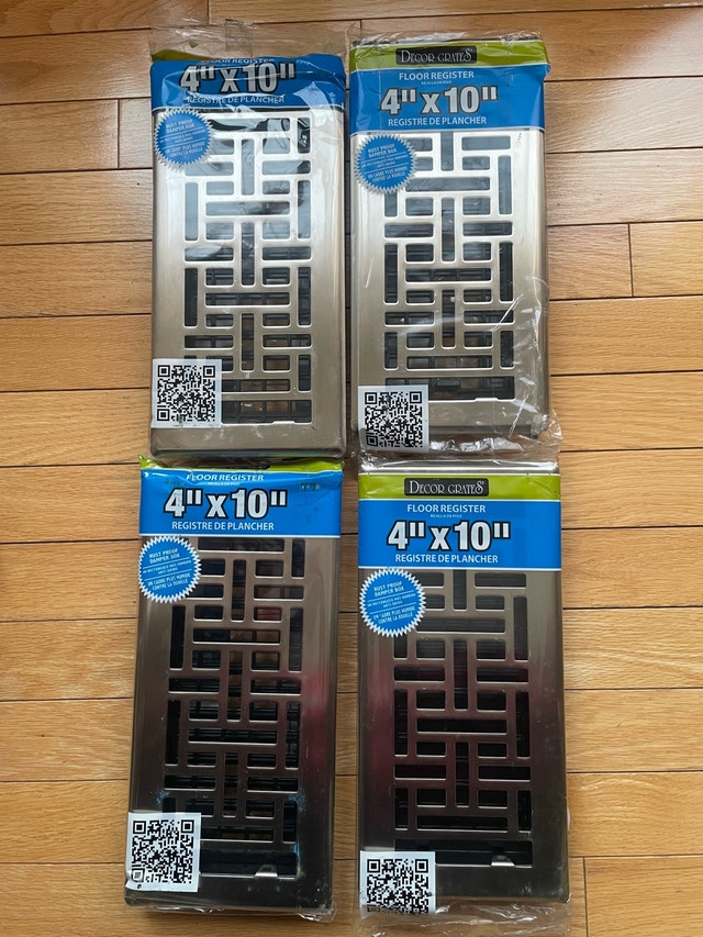 Decor Grates Floor Register 4"x10" Brushed Nickel