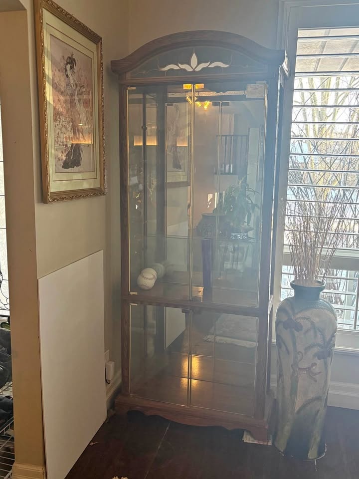Vintage Ashley Furniture Wood Curio Cabinet