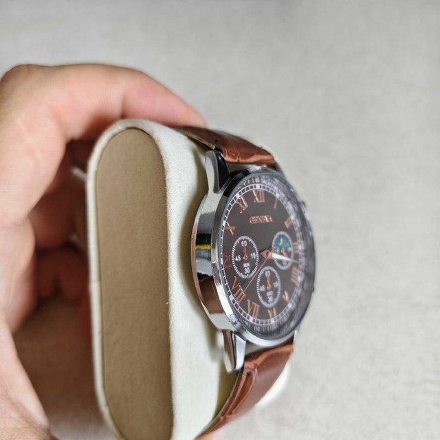 Geneva Classic Slim Casual Dress Watch with Brown Strap - photo 2