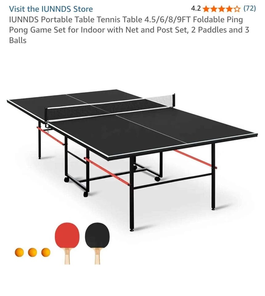 IUNNDS Portable Table Tennis Table 9FT Foldable Ping Pong Game S - photo 3