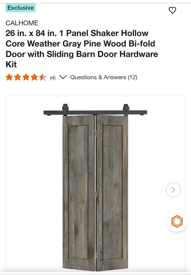 CALHOME Bi-fold Barn Door with Hardware Kit - 26x84 - photo 3