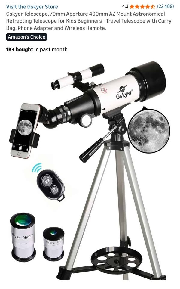 Gskyer Telescope 70mm Aperture 400mm AZ Mount for Kids Beginners - photo 2