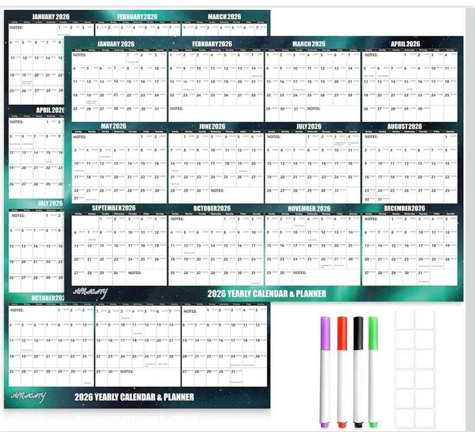 2026 Apricity Dry Erase Wall Calendar - 24" x 36" - photo 3