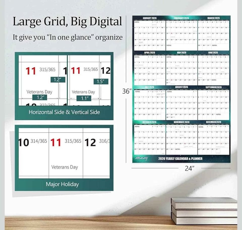 2026 Apricity Dry Erase Wall Calendar - 24" x 36" - photo 5