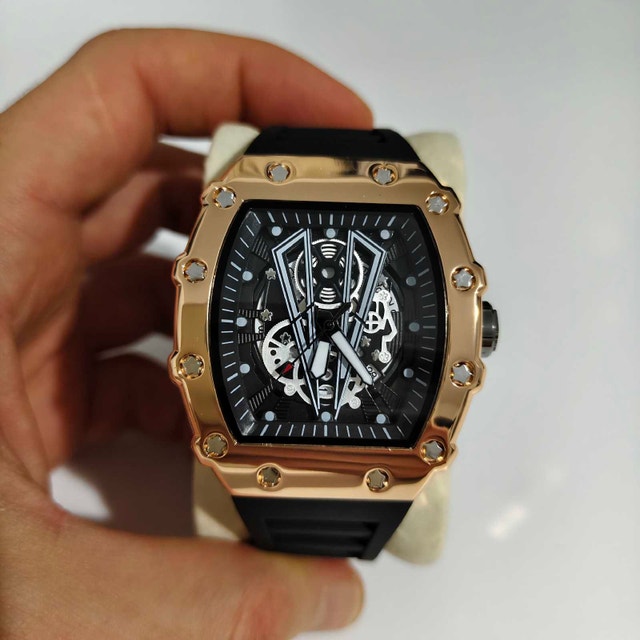 Piano Black and Gold Stylish Large Watch - photo 3