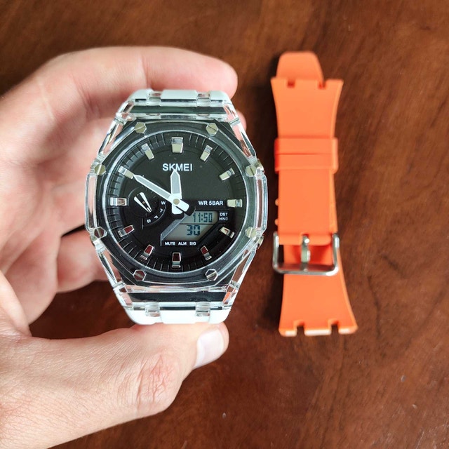 Beautiful Transparent Sport Watch with White Strap