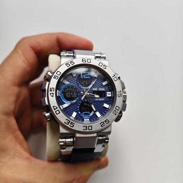 Big Metal Sport Watch⌚ with blue rubber strap - photo 5